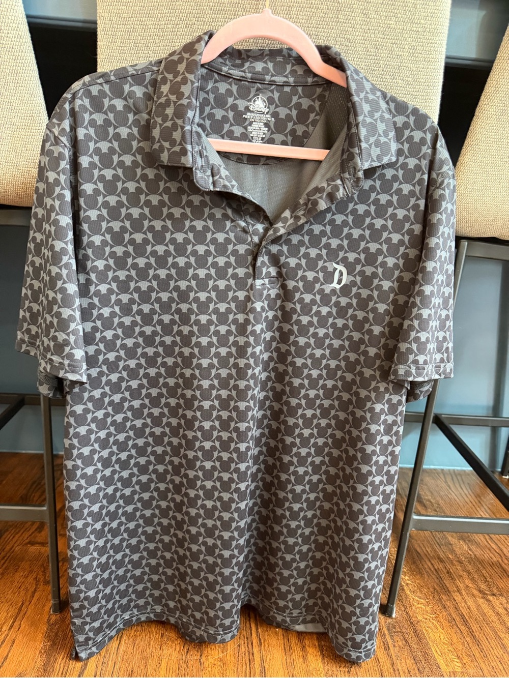 Men's Gray Patterned Polo Shirt - D